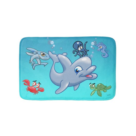 Tapis De Bain Mignonne Cartoon Sea Creatures (Devant)