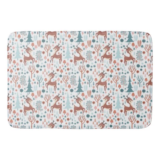 Tapis De Bain Mignonne cerf en Forêt Whimsical Noël Motif (Devant)