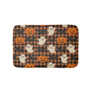 Tapis De Bain Mignonne, en vichy halloween fantôme chauves-souri