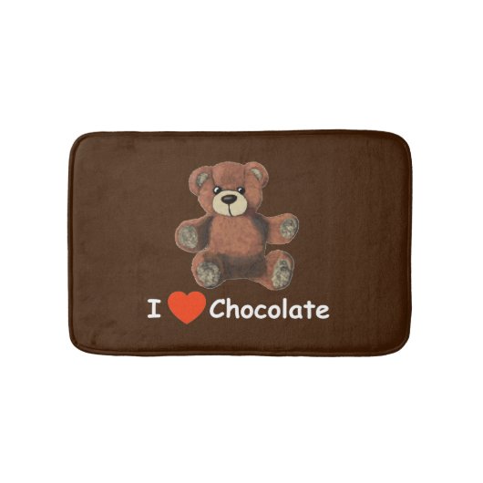 Tapis De Bain Mignonne I Coeur (Amour) Chocolat Teddy Ours (Devant)