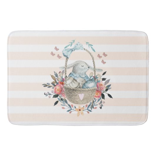 Tapis De Bain Mignonne lapin dans un panier avec des oeufs et de (Devant)
