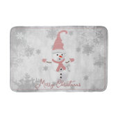 Tapis De Bain Mignonne rose Snowman Mat de bain de vacances (Devant)
