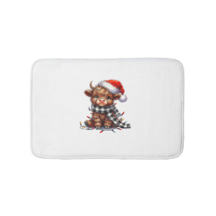 Tapis De Bain Mignons feux de Noël Vache Highland Funny Noël