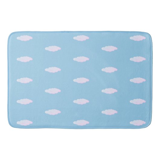 Tapis De Bain Mignons nuages pastel sur bleu ciel clair (Devant)