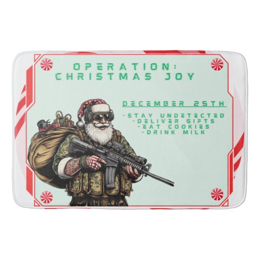 Tapis De Bain Militaire amusant/Père Noël de Noël (Devant)