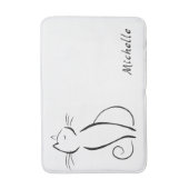 Tapis De Bain Mini chat noir sur blanc nom d'ajout (Devant (Vertical))