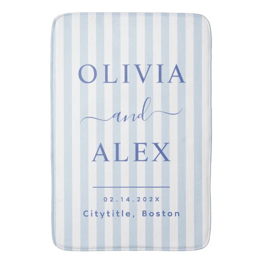 Tapis De Bain Minimal and Chic Blue French Personalized Wedding (devant Vertical)