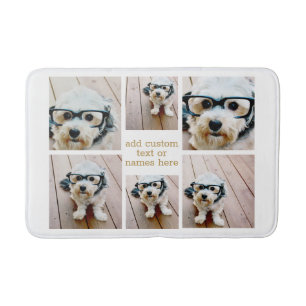 Tapis De Bain Minimaliste de collage de photos - Gold et White G