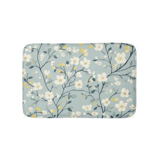 Tapis De Bain Minimaliste Fleur Bleue Pastel Douce