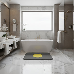 Tapis De Bain Minimaliste Gris Foncé Cercle Jaune Point Unique