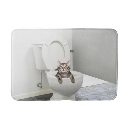 Tapis De Bain Minou tigré dans la toilette (Devant)