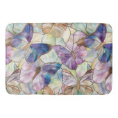 Tapis De Bain Mint Aqua Bleu Papillons pourpres (Devant)