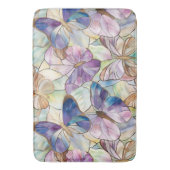Tapis De Bain Mint Aqua Bleu Papillons pourpres (devant Vertical)