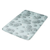 Tapis De Bain Mint Blue Succulents sur motif simple Répéter (Angle)
