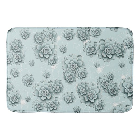 Tapis De Bain Mint Blue Succulents sur motif simple Répéter (Devant)