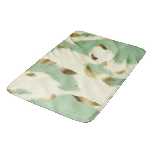 Tapis De Bain Mint Green Cream Gold Cowhide (Angle)