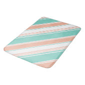 Tapis De Bain Mint Green et Peach Modern Strips (Angle)