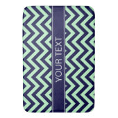 Tapis De Bain Mint Navy LG Chevron Navy Blue Nom Monogramme (devant Vertical)