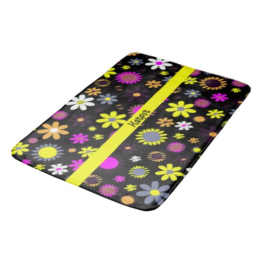 Tapis De Bain Mod Black Floral (Angle)