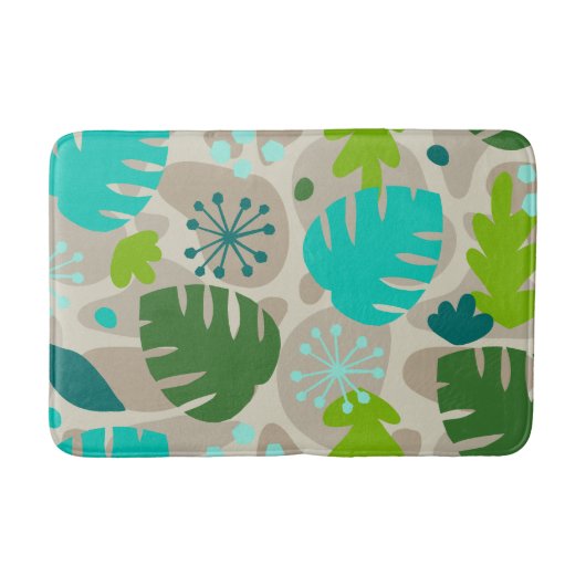 Tapis De Bain Mod Monstera Feuilles Abstrait Hawaï Tropical-Cool (Devant)