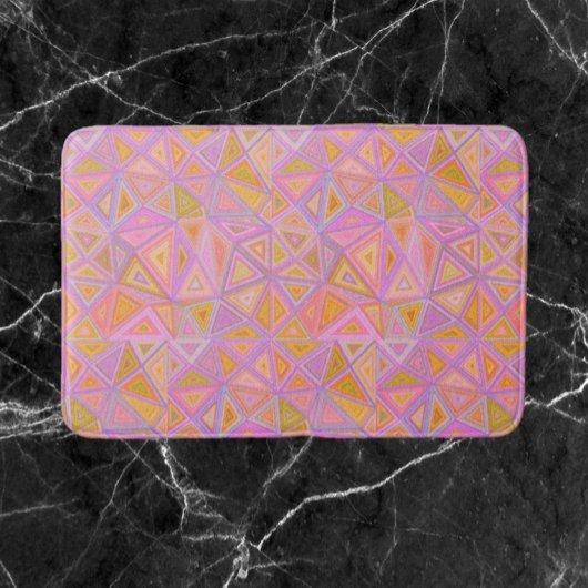 Tapis De Bain Mod rose violet et jaune géométrique