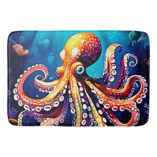 Tapis De Bain Mode Octopus coloré (Devant)