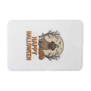 Tapis De Bain Modèle de chemise vintage Halloween Pug Chien Sorc