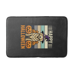 Tapis De Bain Modèle de citrouille vintage Halloween Golden Retr