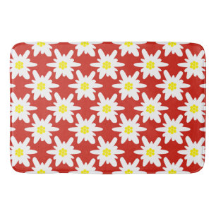 Tapis De Bain Modèle de fleurs blanches Edelweiss en rouge