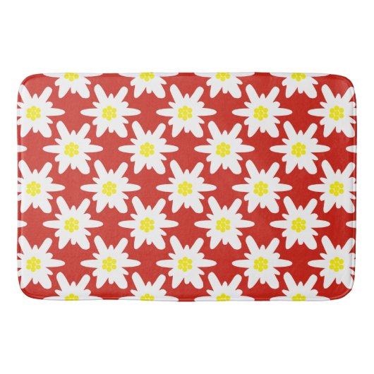 Tapis De Bain Modèle de fleurs blanches Edelweiss en rouge (Devant)