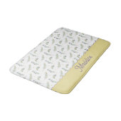 Tapis De Bain Modèle de monogramme de branche d'olive vert sauge (Angle)