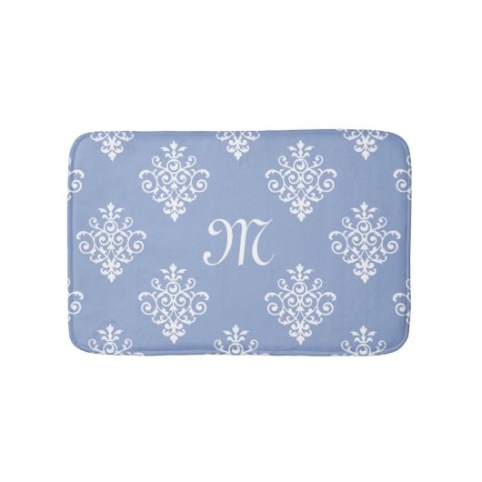 Tapis De Bain Modèle Fille Lavande Damas Avec Joli Monogramme (Devant)