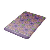 Tapis De Bain Modèle fleuri violet grande fleur avec nom (Angle)
