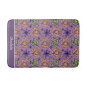 Tapis De Bain Modèle fleuri violet grande fleur avec nom (Devant)