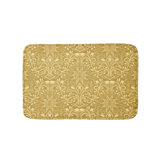 Tapis De Bain Modèle Floral Baroque Damas d'or (Devant)