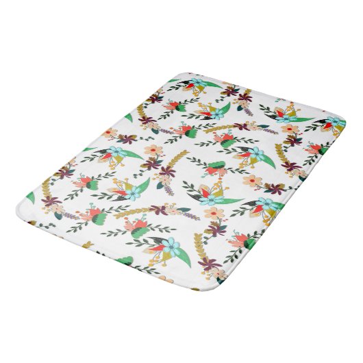 Tapis De Bain Modèle floral clair simple (Angle)