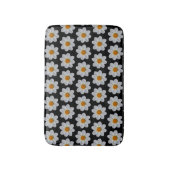 Tapis De Bain Modèle floral dahlia blanc sur noir (Devant (Vertical))