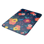 Tapis De Bain Modèle Floral moderne Corail bleu Jaune Botanique (Angle)