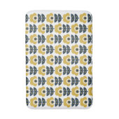 Tapis De Bain Modèle floral rétro Marine et moutarde Jaune (Devant (Vertical))