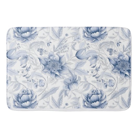 Tapis De Bain Modèle Floral Royal Blue Porcelain Vol.1 Thro (Devant)