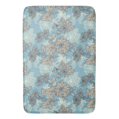 Tapis De Bain Modèle floral sur Arrière - plan bleu (devant Vertical)