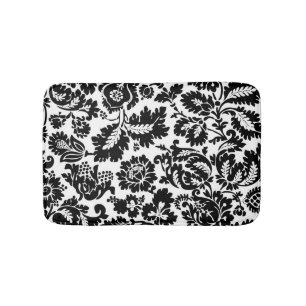 Tapis De Bain Modèle floral vénitien noir et blanc de William Mo