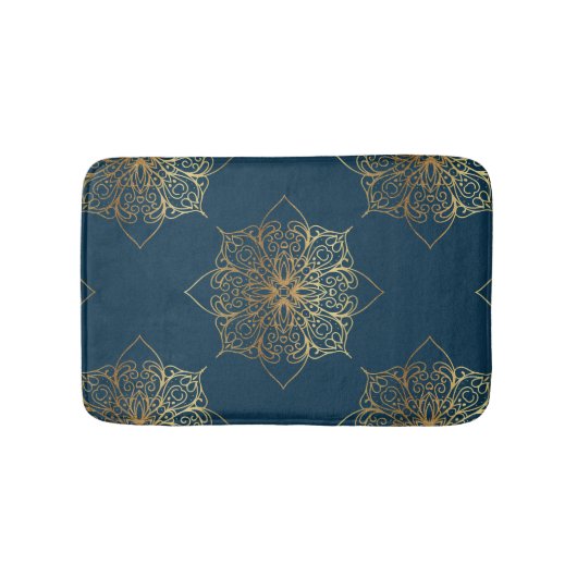 Tapis De Bain Modèle Mandala Damask Or (Devant)
