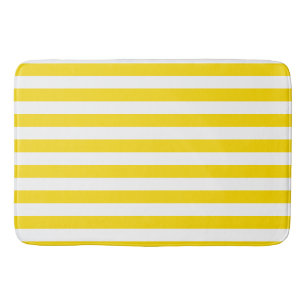 Tapis De Bain Modèle moderne blanc rayé jaune Grand