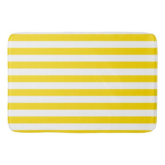 Tapis De Bain Modèle moderne blanc rayé jaune Grand (Devant)