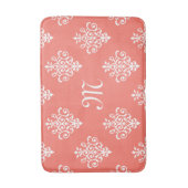 Tapis De Bain Modèle Stylé Corail Damask Avec Monogramme (Devant (Vertical))
