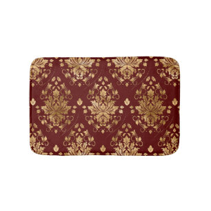 Tapis De Bain Modèle Vintage oriental Damask - Rouge et or