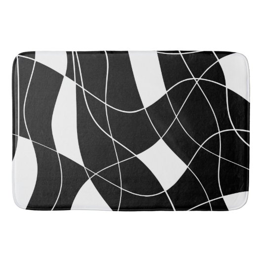 Tapis De Bain modern Black &white abstract pattern Bath Mat (Devant)