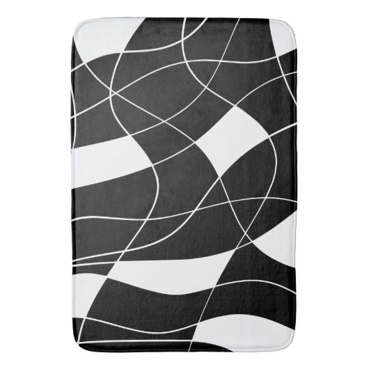 Tapis De Bain modern Black &white abstract pattern Bath Mat (devant Vertical)