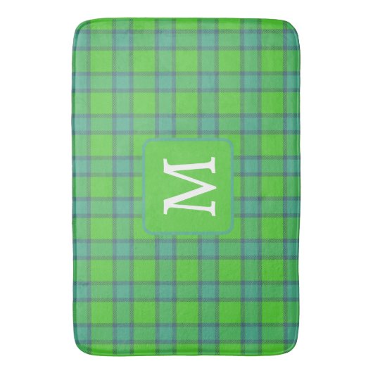 Tapis De Bain Modern stylish green &blue Plaid monogram (devant Vertical)